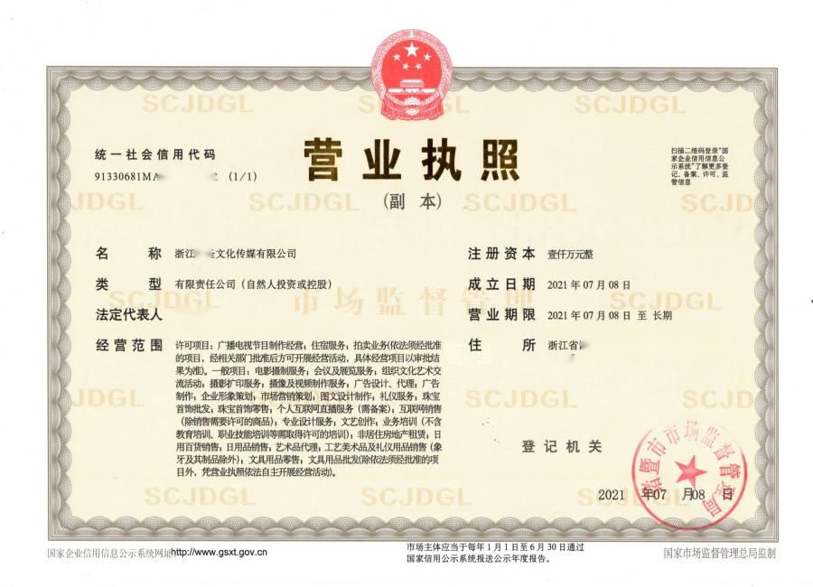 浙江省名稱的傳媒公司經(jīng)營范圍大全